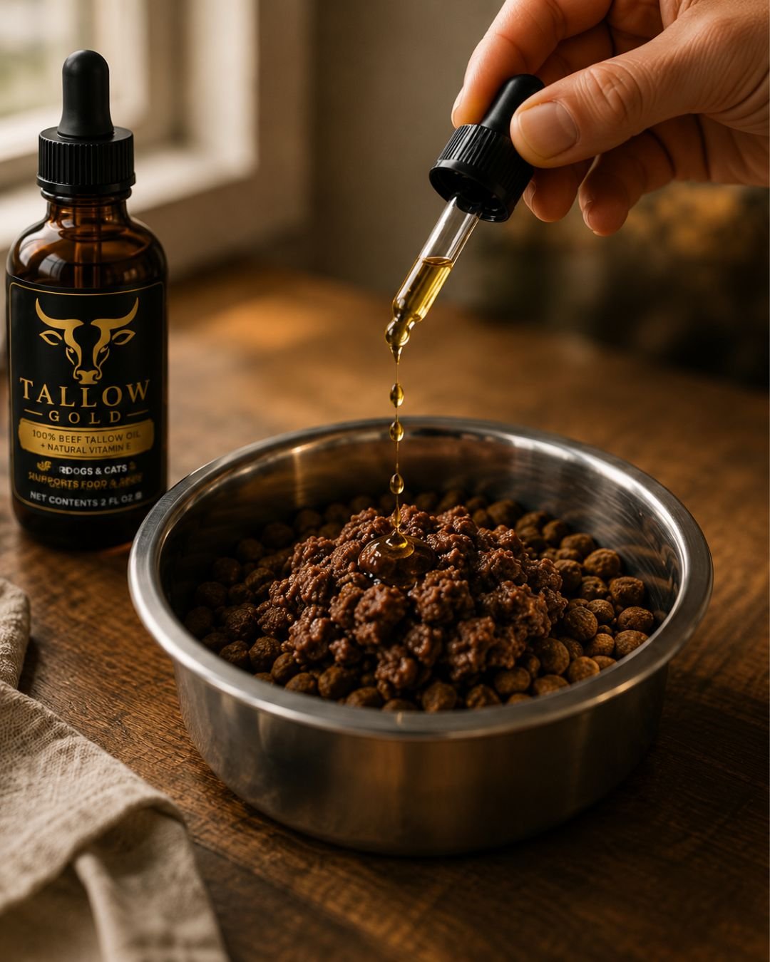 Tallow Gold finishing oil — premium fat for dogs